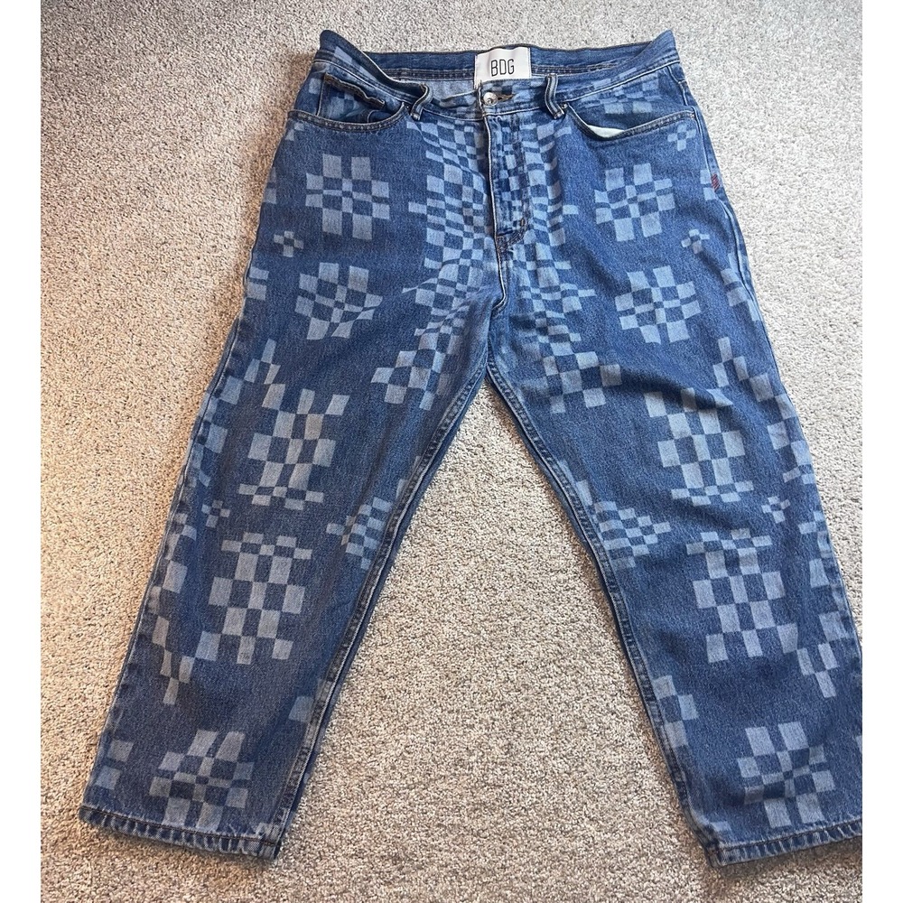 BDG Urban Outfitters Bow Fit Jeans Checkerboard Print‎ Mens 34x30